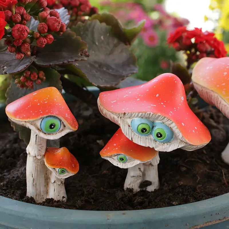 3pcs/set Mushroom Sprite Resin Handicrafts
