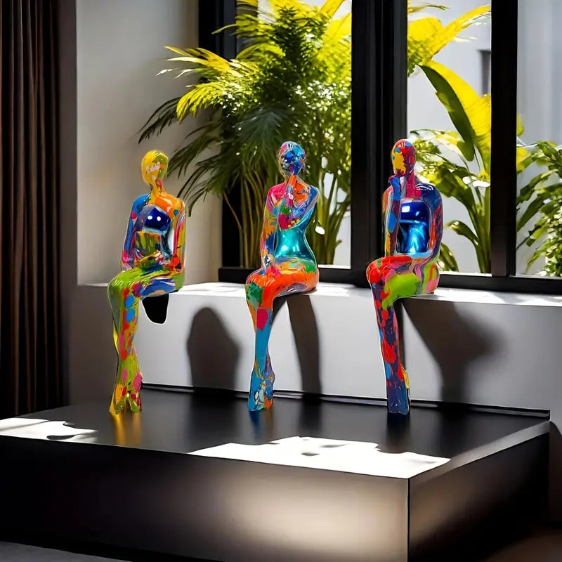 3-Piece Set Abstract Resin Figurines
