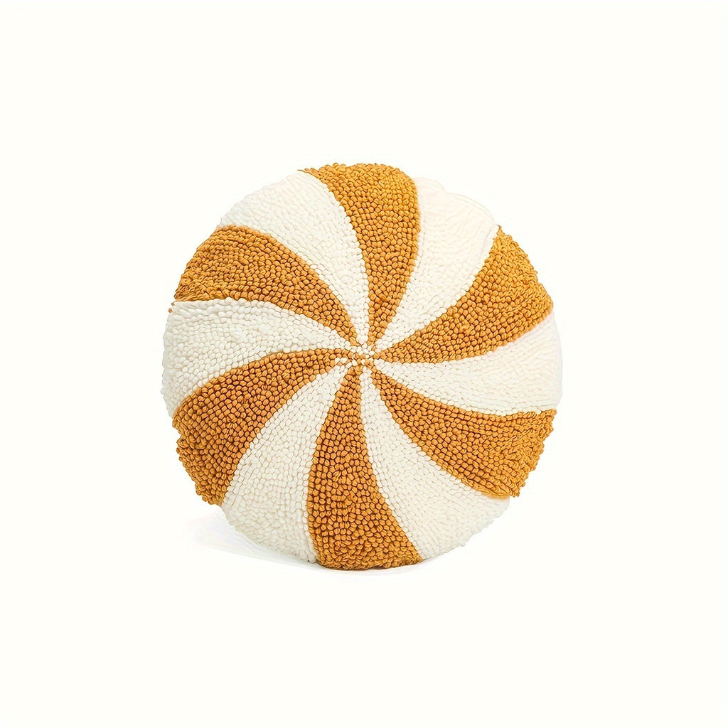 “Holiday Stripes” – Classic Round Christmas Throw Pillow