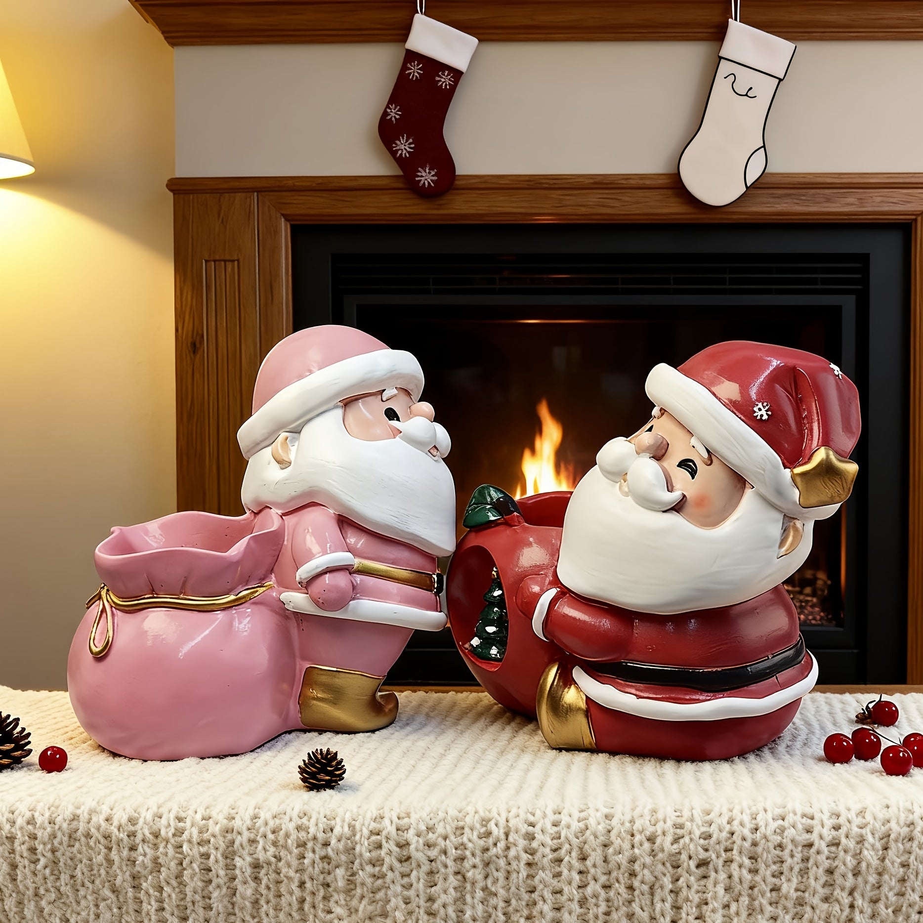 GlamSanta™ Pink & Gold Santa Claus Figurine