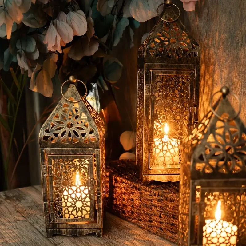 “Lumière du Maroc” — 2-Pack Ornamental Metal Lanterns
