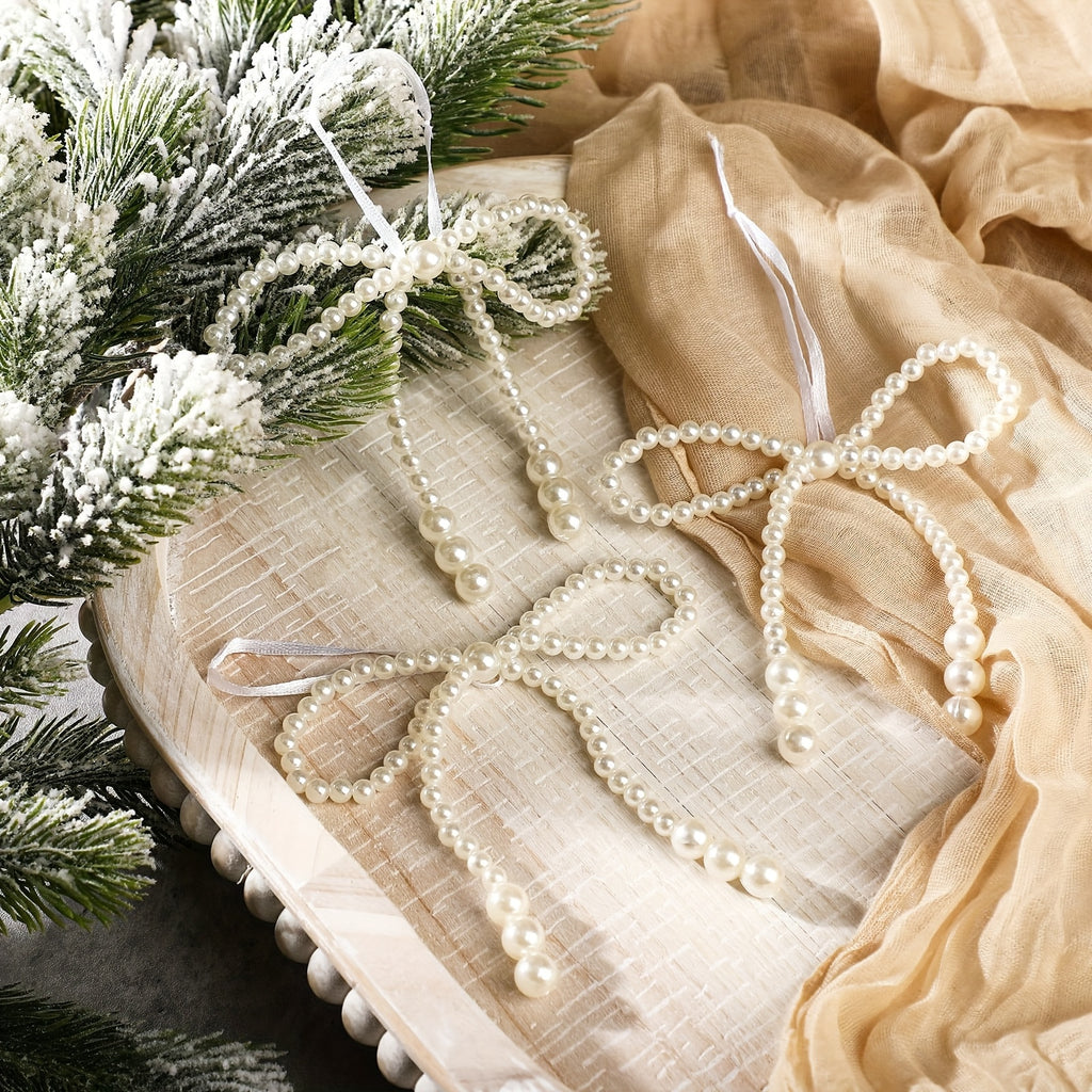 “Winter Whimsy” – 14-Piece Elegant White Acrylic Bow Set with Sparkling Accents