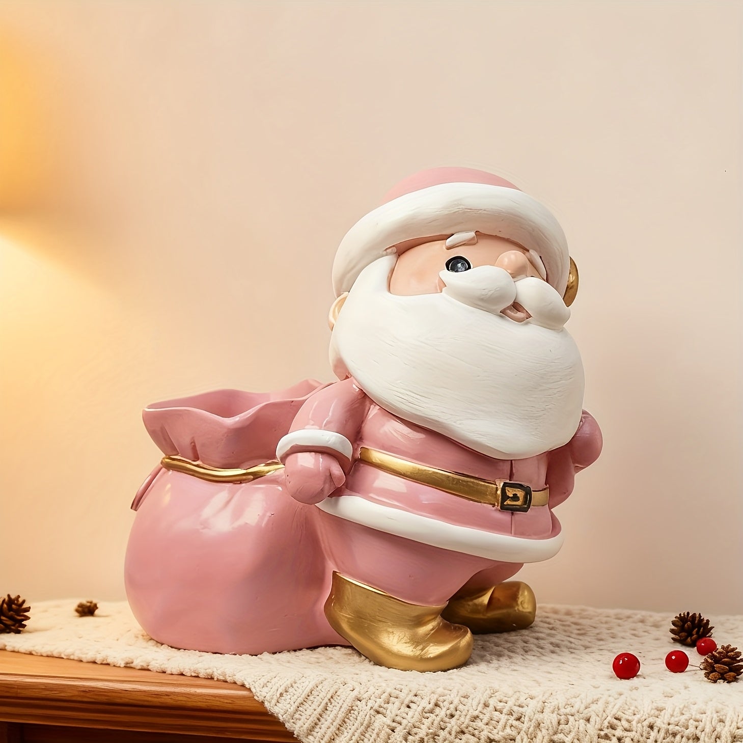 GlamSanta™ Pink & Gold Santa Claus Figurine