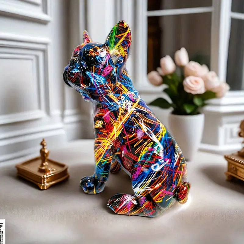 Colorful Graffiti Bulldog Sculpture