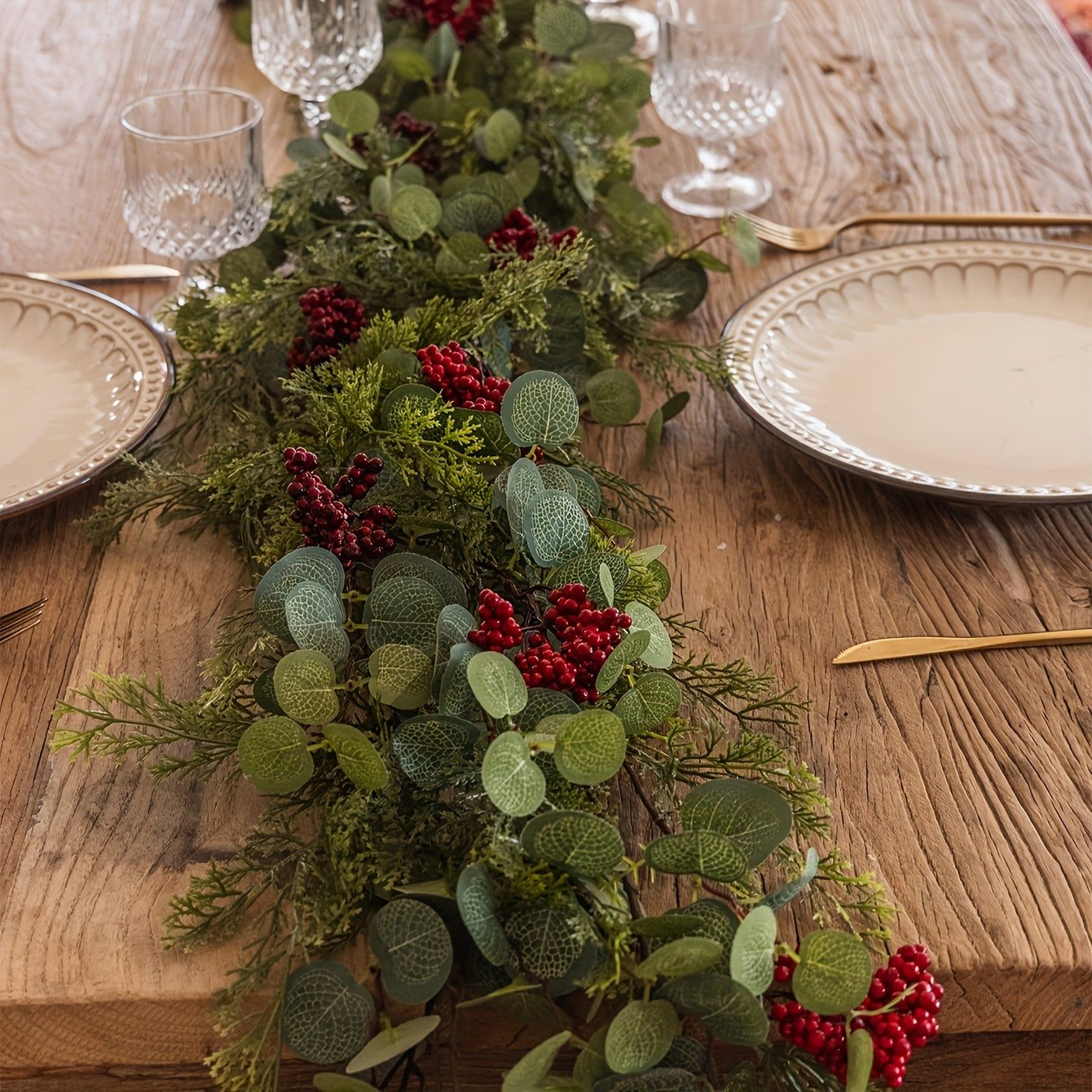 Evergreen Hearth Pine & Cypress Red Berry Garland