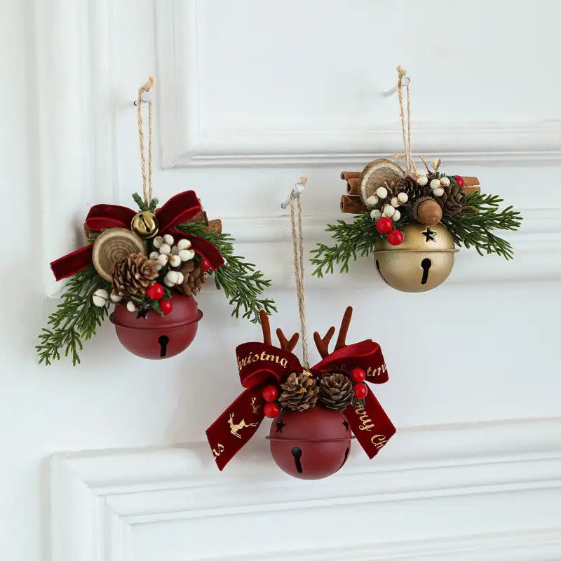 “Rustic Jingle” – 12-Piece Vintage Farmhouse Christmas Bell Ornament Set