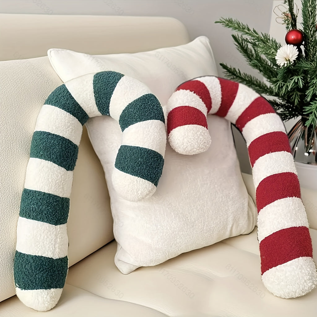 “Sweet Stripes” – Plush Candy Cane Holiday Pillow