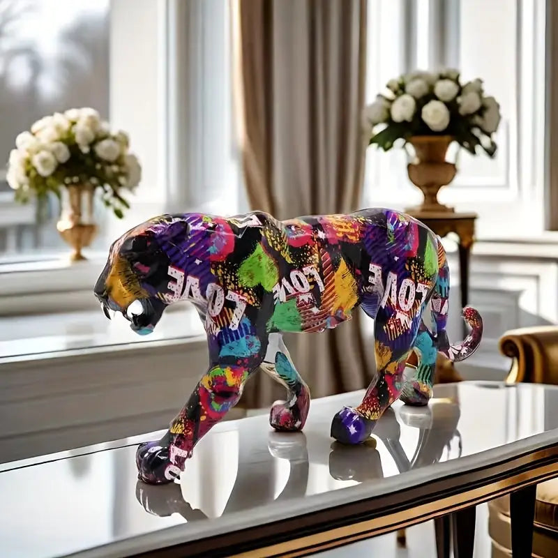 Colorful Leopard LOVE Statue