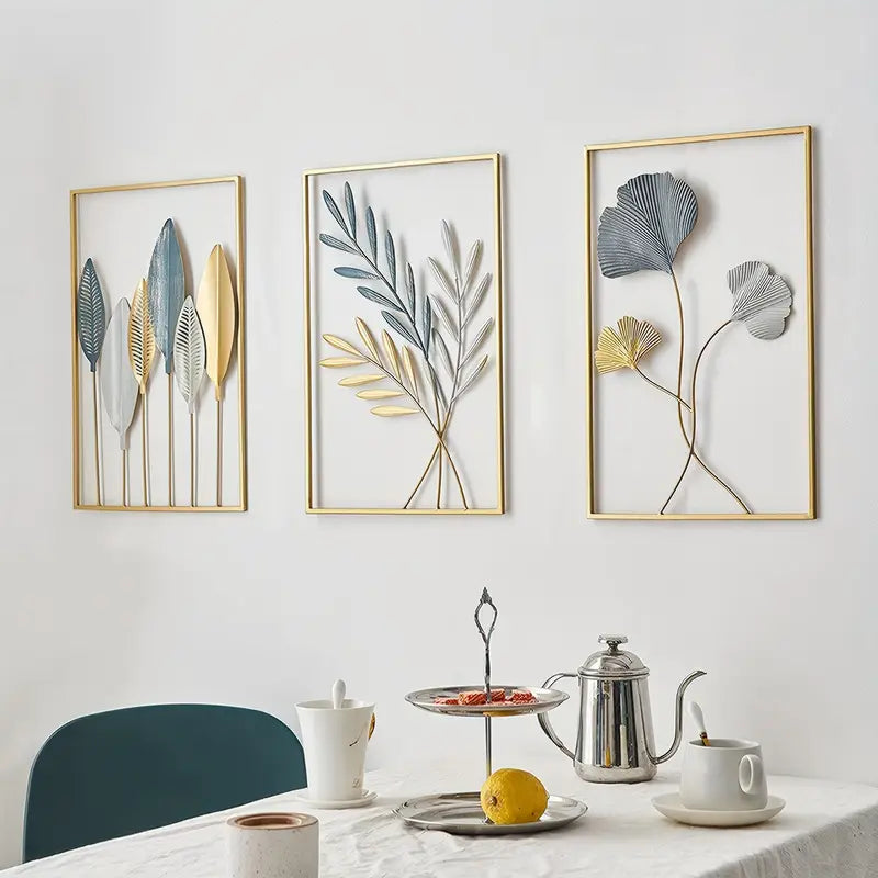 Elysian Leaves – Luxe Wall Sculpture Trio