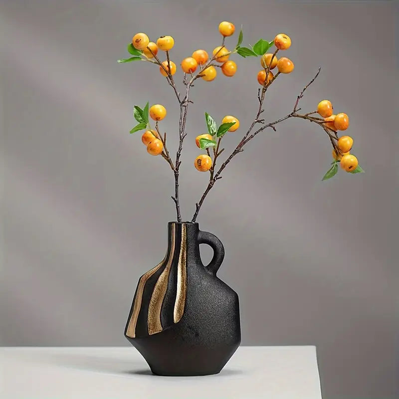 Midnight Nomad – Bohemian Striped Ceramic Vase