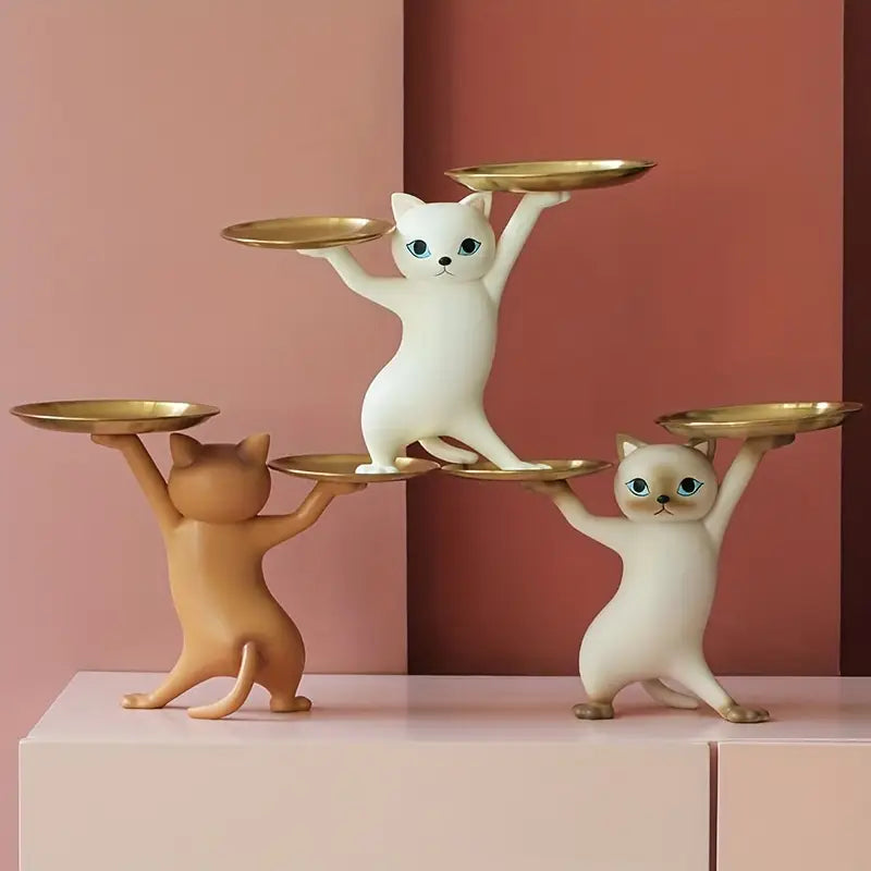Château Chat” — Luxe Nordic Cat Tray Sculpture