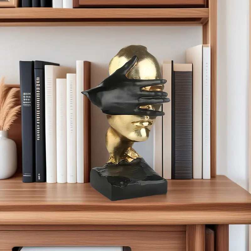 Noir & Gold Harmony: Contemporary Abstract Sculpture