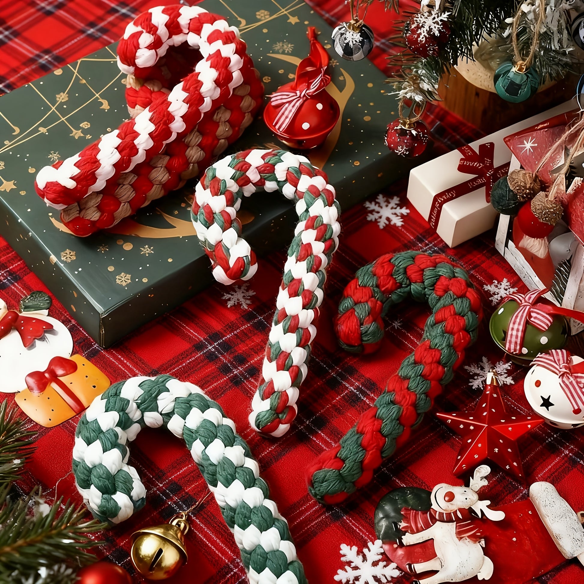 PawJoy™ 4-Piece Christmas Candy Cane Rope Toys