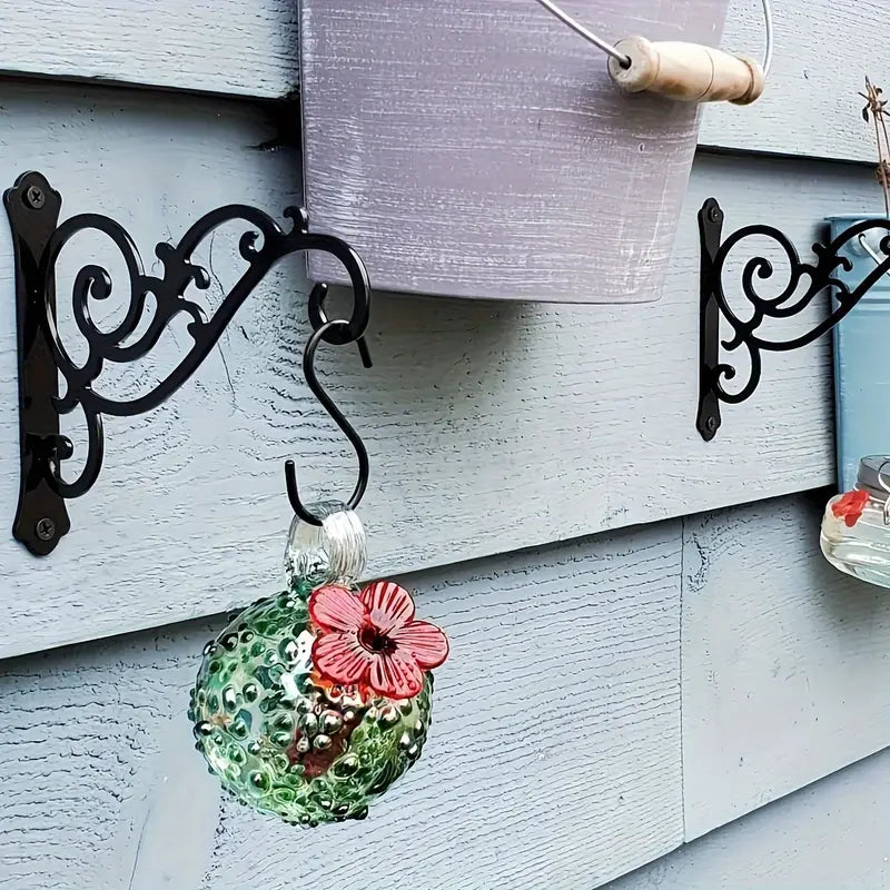 2pcs Decorative Iron Wall Hooks for Hanging Plants, Lanterns & Wind Chimes