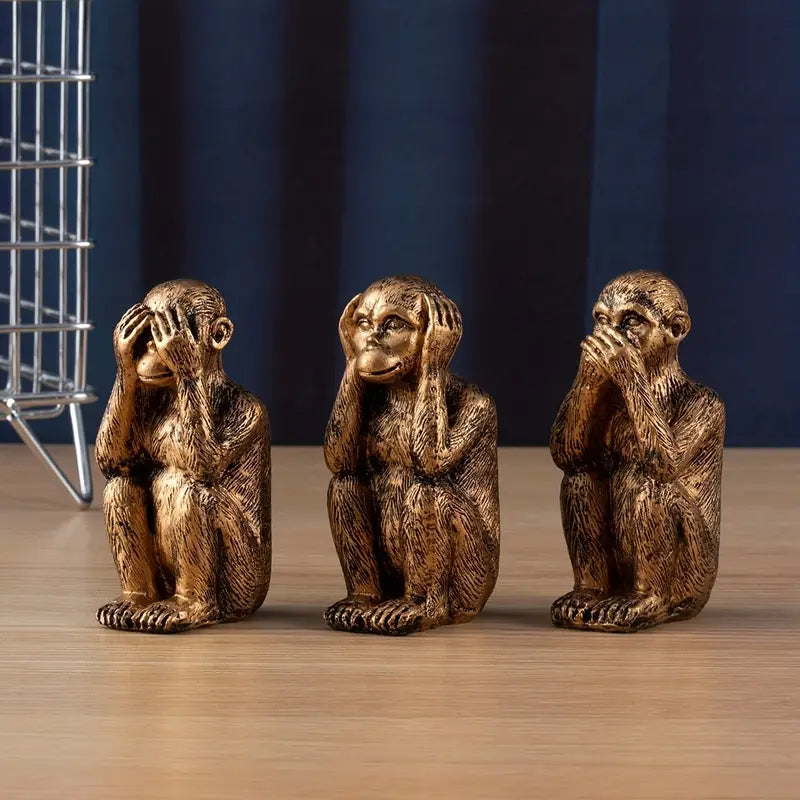 "Mini Monkeys of Mute Wisdom" – Modern Decor Set