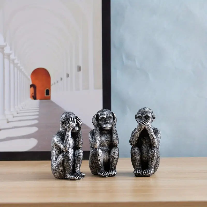 "Mini Monkeys of Mute Wisdom" – Modern Decor Set