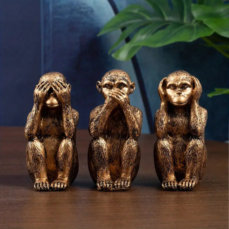 "Mini Monkeys of Mute Wisdom" – Modern Decor Set