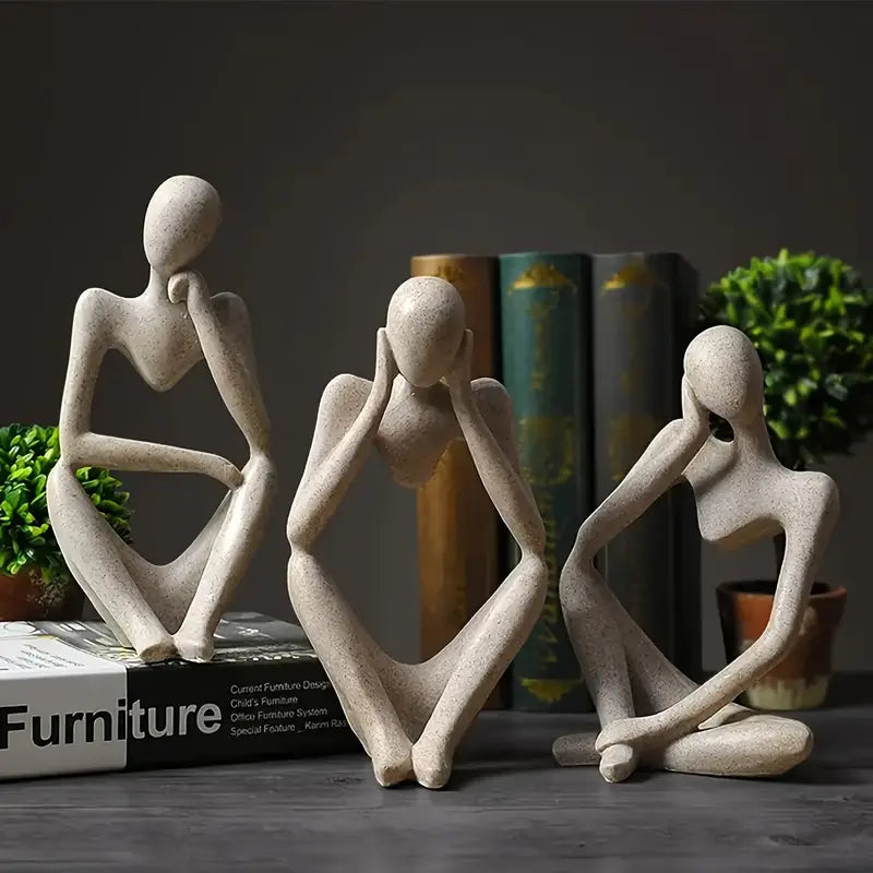 “Trio de Pensée” — Abstract Sitting Figure Sculptures