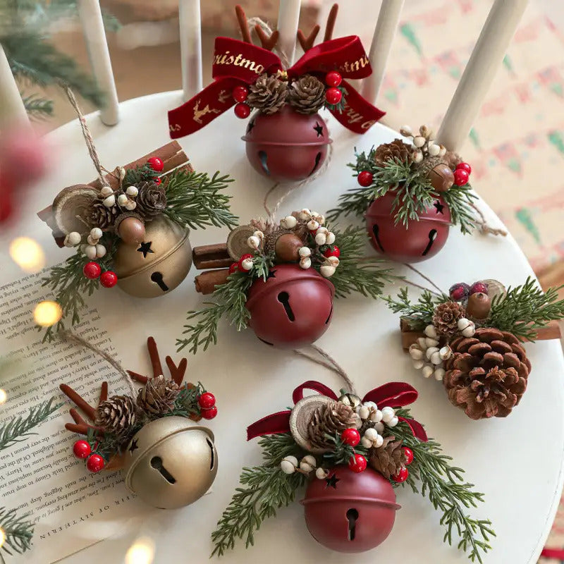 “Rustic Jingle” – 12-Piece Vintage Farmhouse Christmas Bell Ornament Set