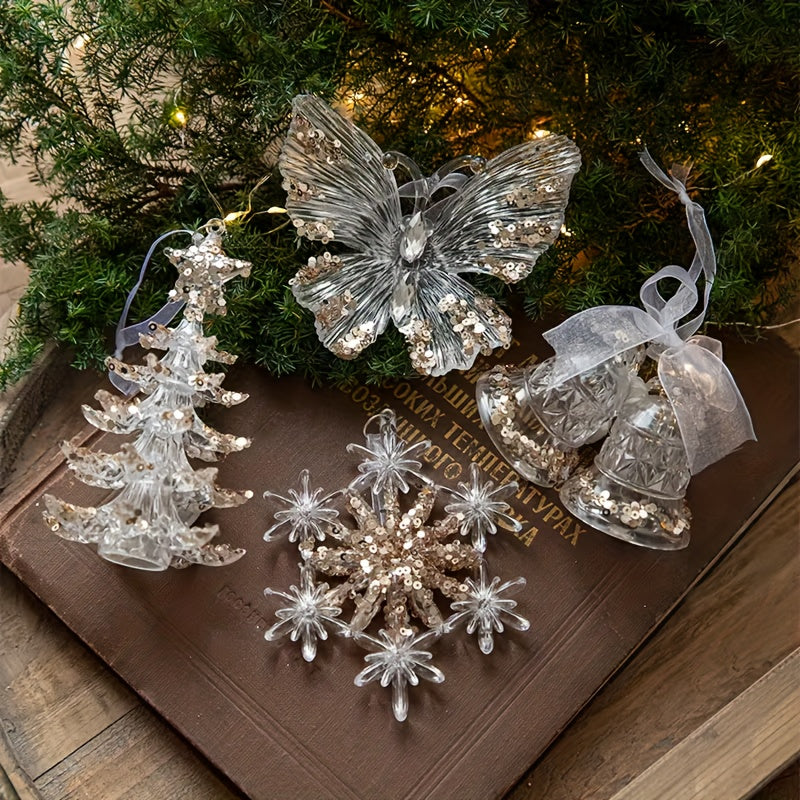 “Golden Gleam” – 4-Piece Acrylic Christmas Ornament Set