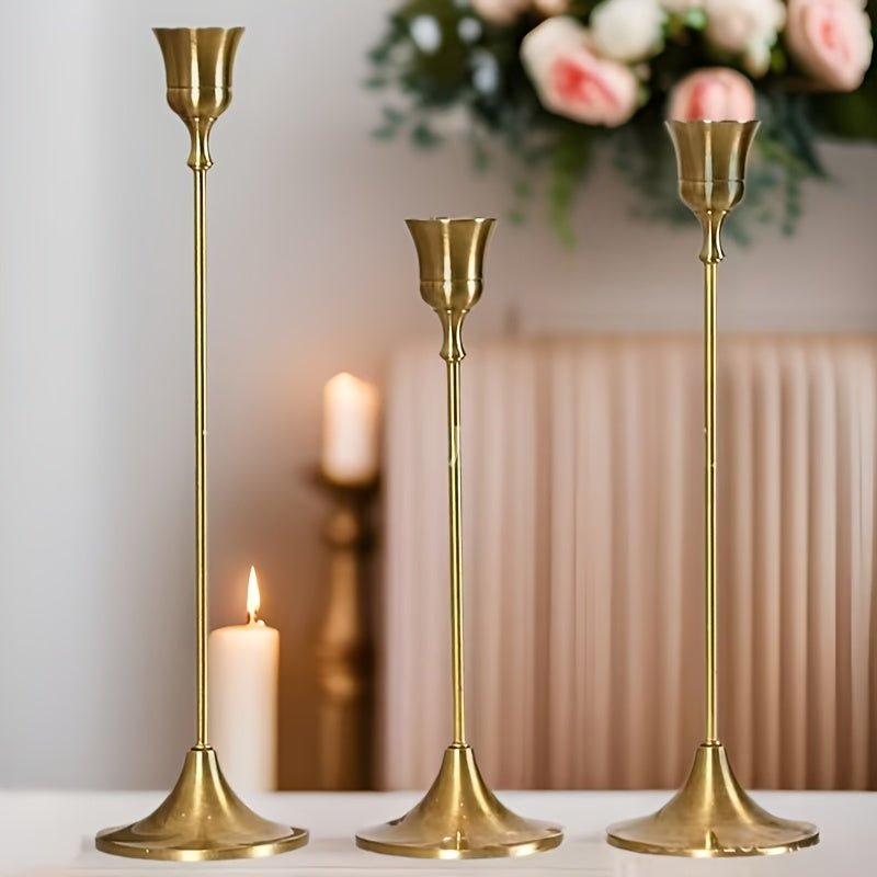 “Lumière Elegance” – 6-Piece European-Style Metal Candlestick Set
