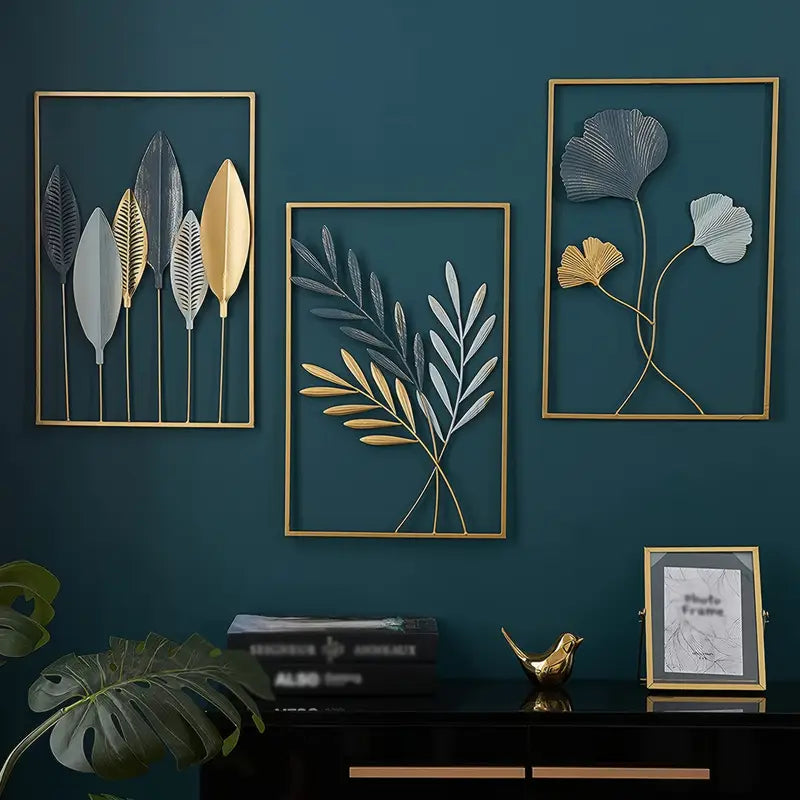 Elysian Leaves – Luxe Wall Sculpture Trio