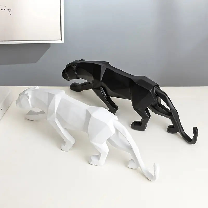 Modern Abstract Geometric Panther Statue