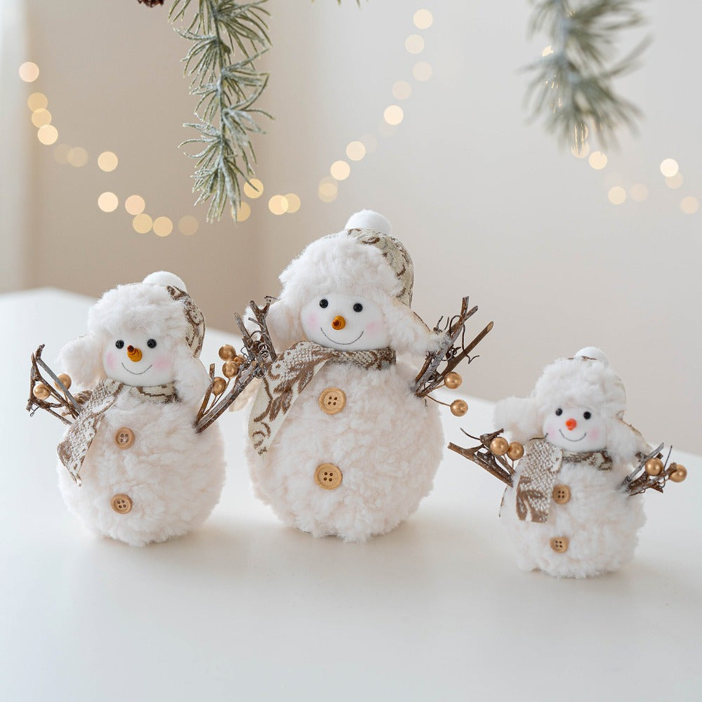 “Golden Frost” – Knitted Christmas Snowman Doll