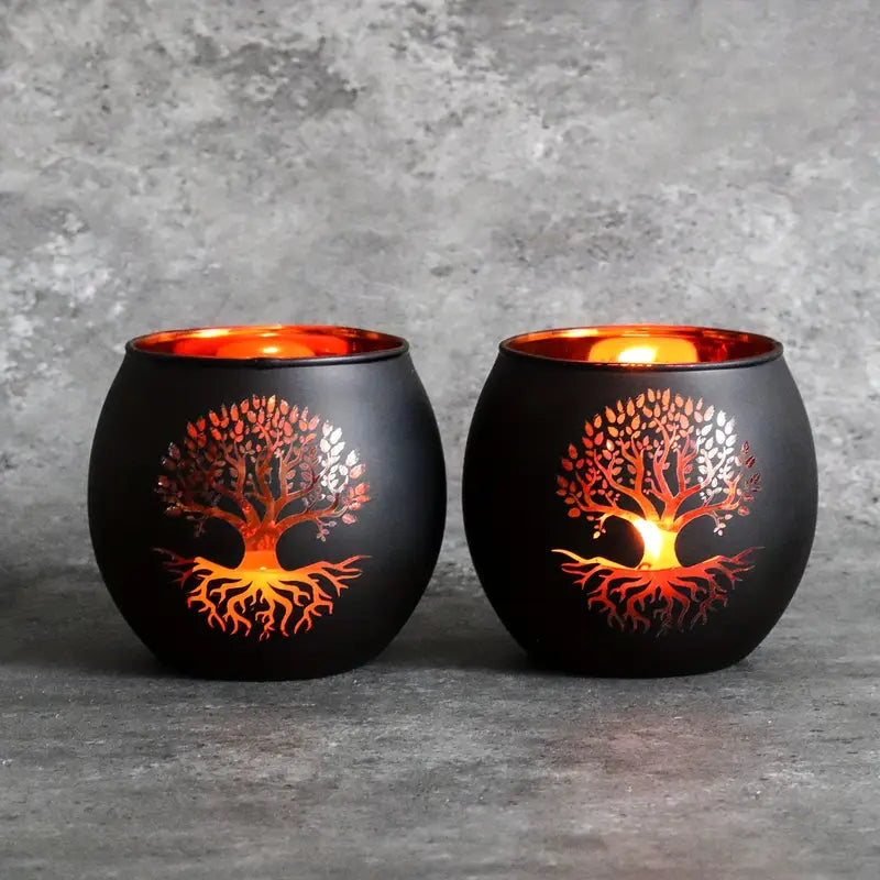 Eterna Noire™ | Tree of Life Candle Holder Set (Black)