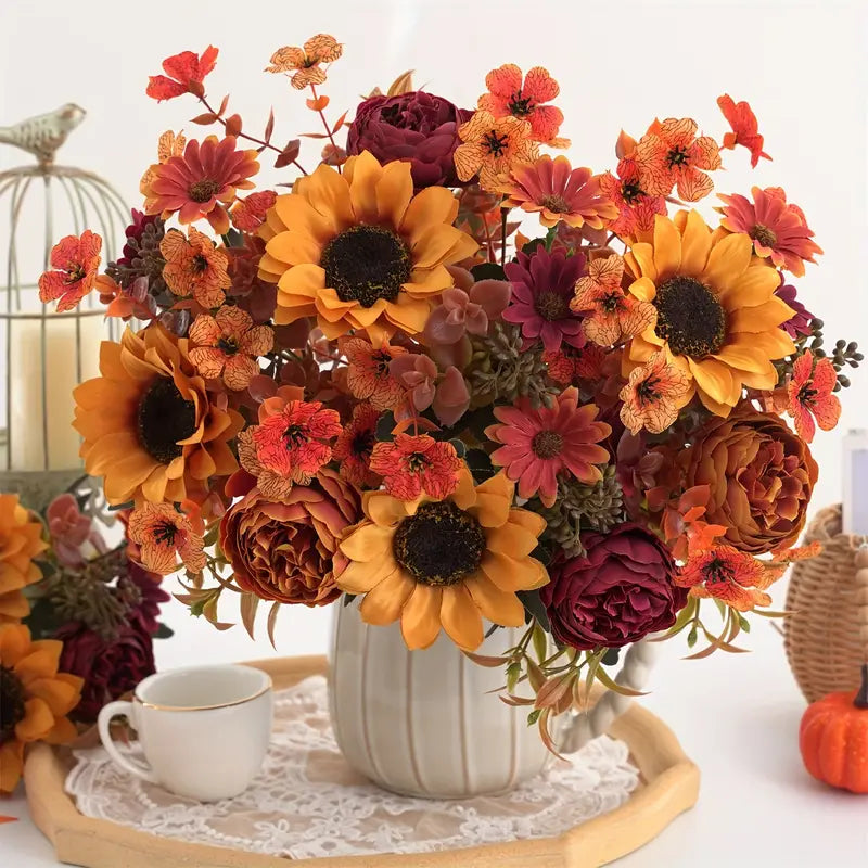 Autumn Elegance Floral Arrangement – Sunflowers, Peonies & Daisies