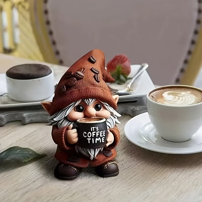 BrewBuddy™ Coffee-Loving Gnome Resin Figurine