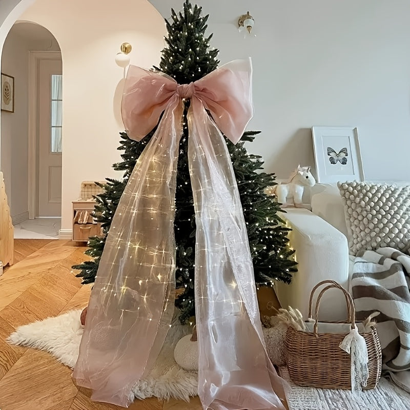 “Grandeur Bow” – 118-Inch Mesh Ribbon Set for Christmas Tree & Holiday Décor