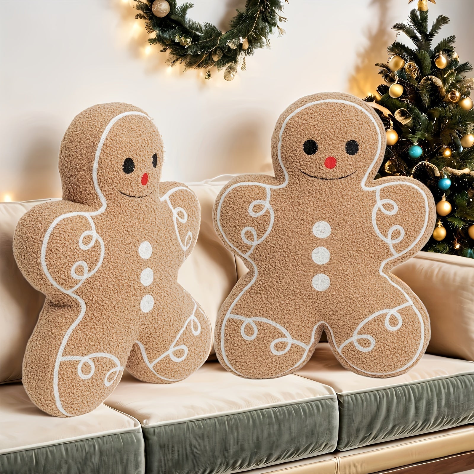 Gingerbread Cuddle Cushion| Cozy Christmas Sofa & Bed Decor