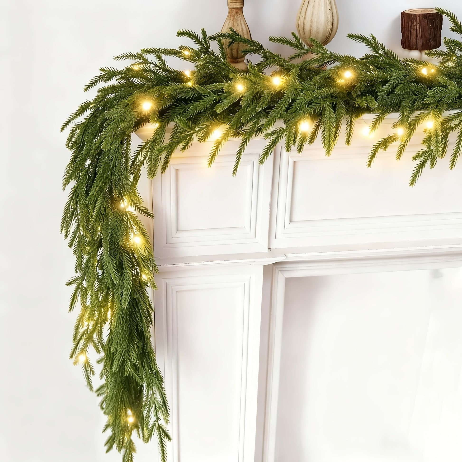 LuxeGlow™ Artificial Christmas Norfolk Pine Garland with Lights