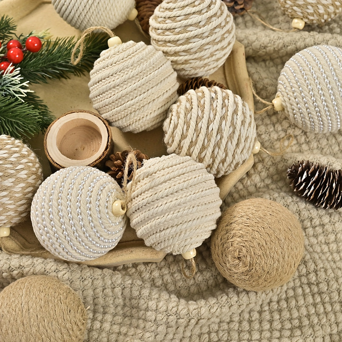 Boho Jute Charm Ornament Set