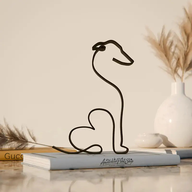Grey Grace – Line Art Dog Sculpture