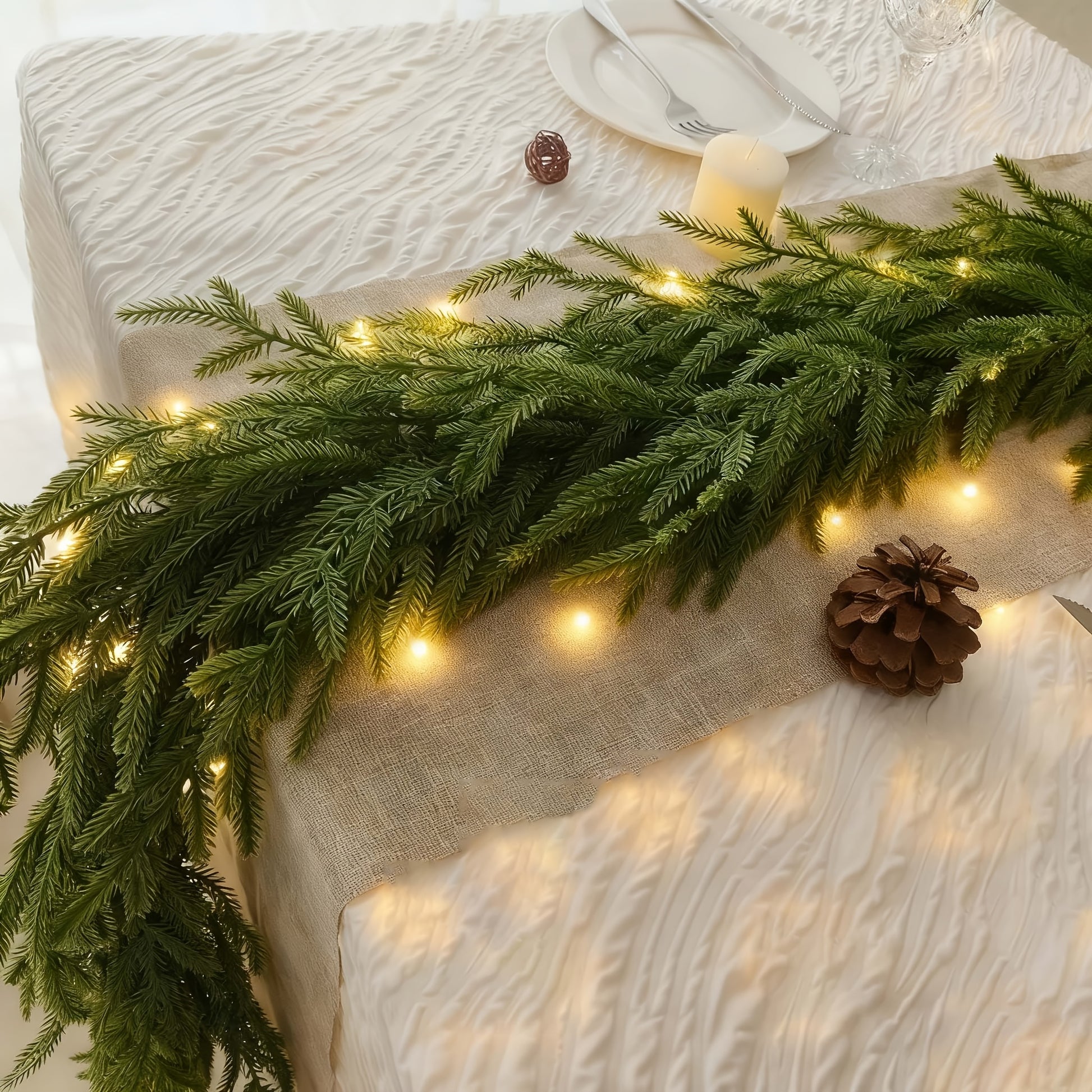 LuxeGlow™ Artificial Christmas Norfolk Pine Garland with Lights