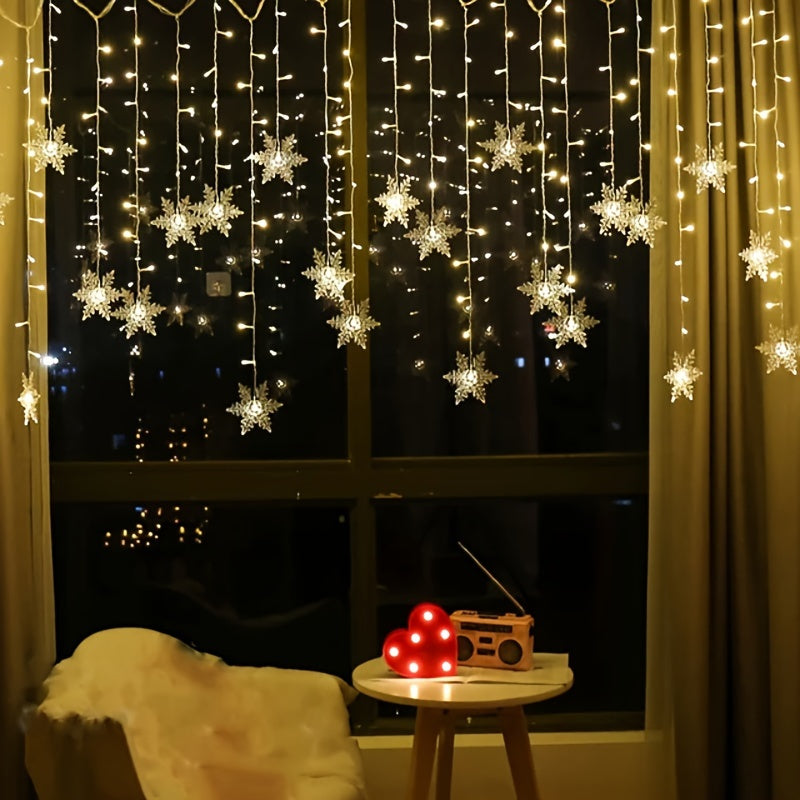 “YETHKE Snowflake Fairy Lights” – 96-LED USB String with 8 Modes