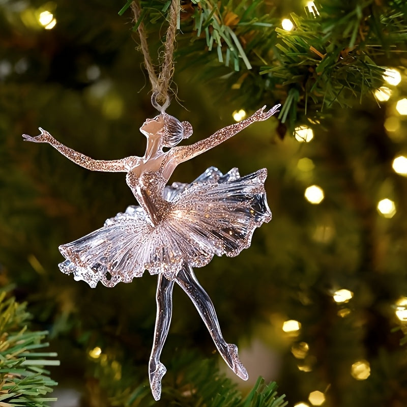“Twinkle Pirouette” – 6-Piece Ballerina Acrylic Christmas Ornaments