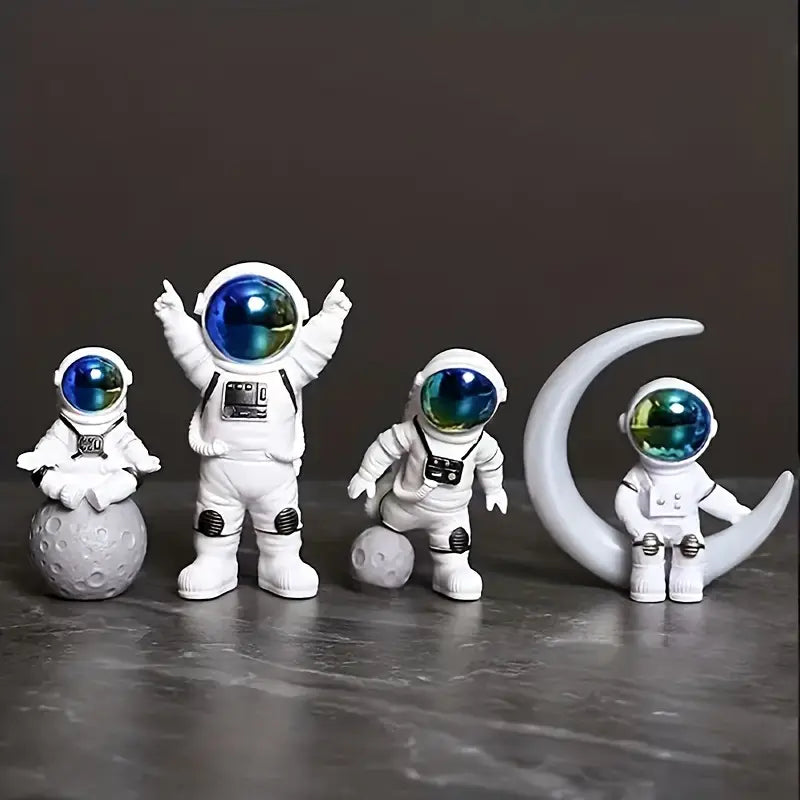 Cosmo Crew™ – 4-Piece Astronaut Figurine Set with Skateboard