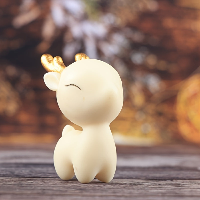 “Nordic Glow” – 2-Piece Mini Christmas Reindeer Resin Statues