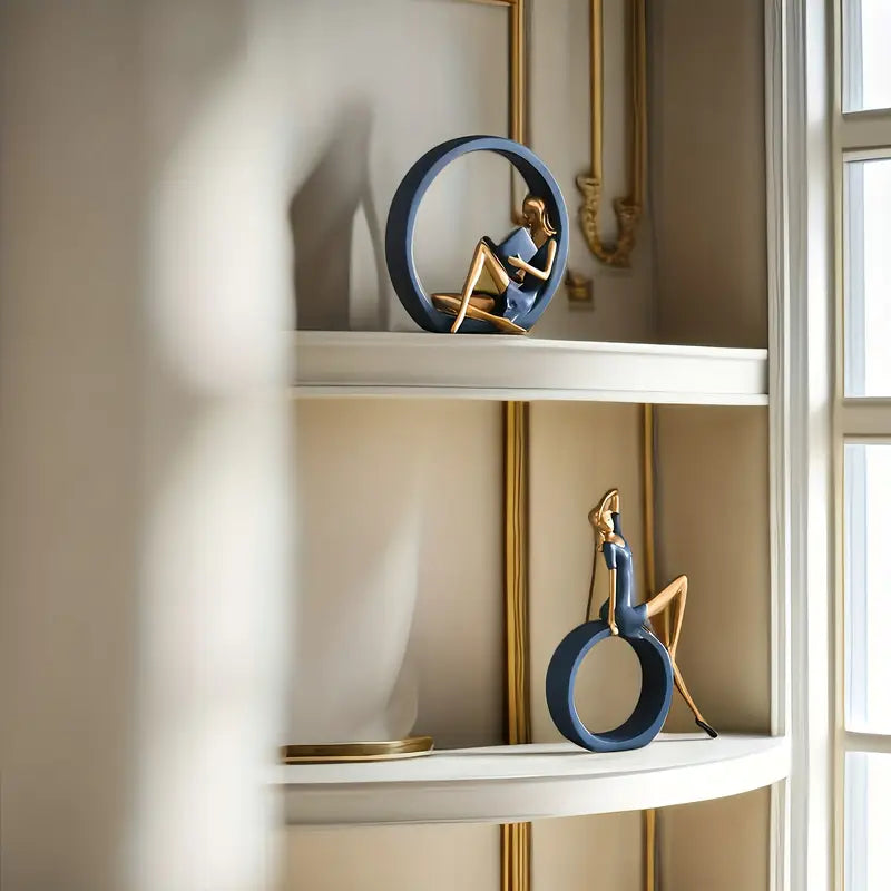 The Quiet Muse: Woman and Girl with Book Figurine