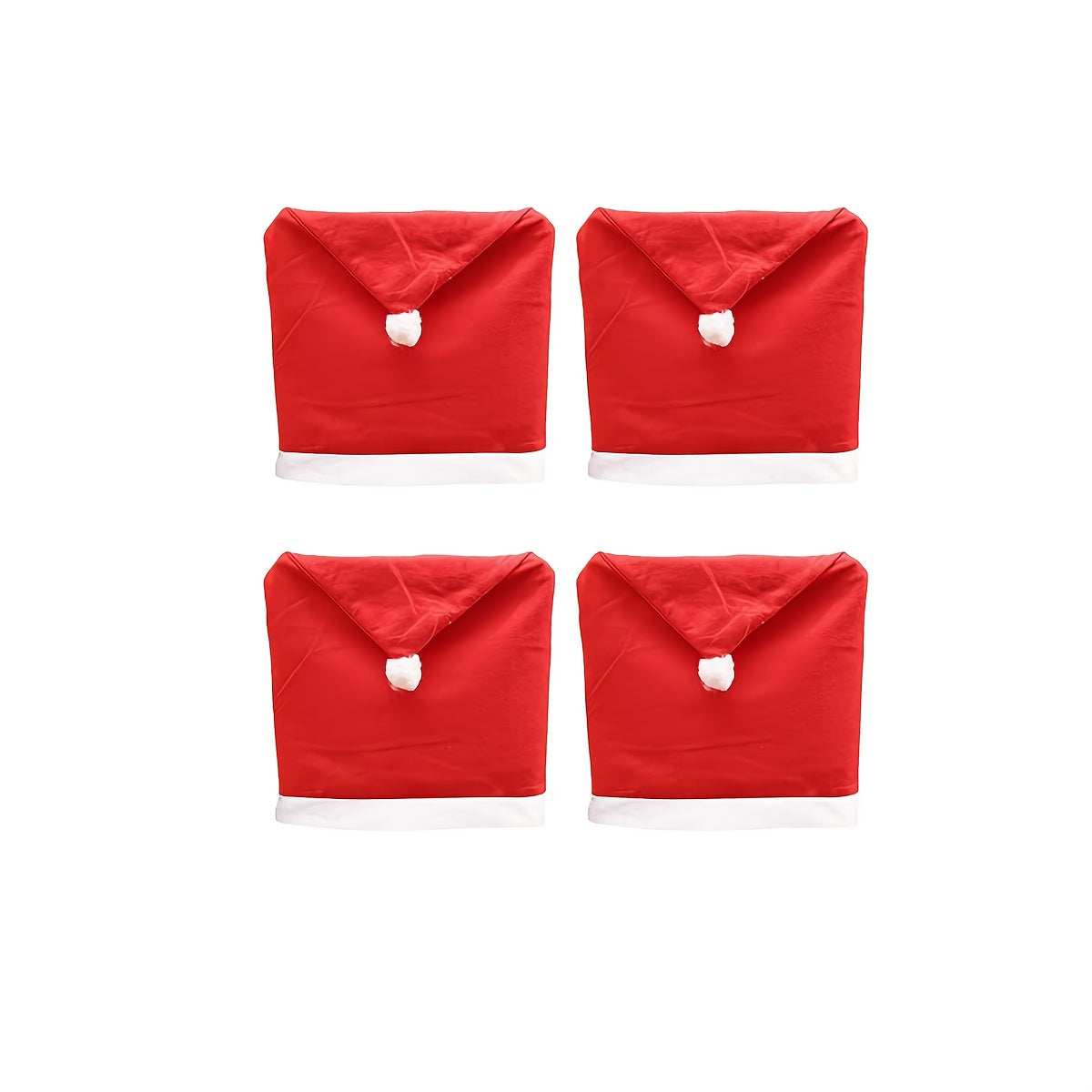 “Santa’s Seat Toppers” – 4-Piece Festive Red Santa Hat Chair Cover Set