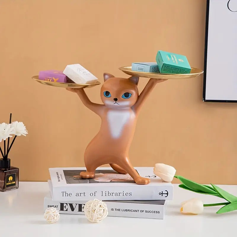 Château Chat” — Luxe Nordic Cat Tray Sculpture