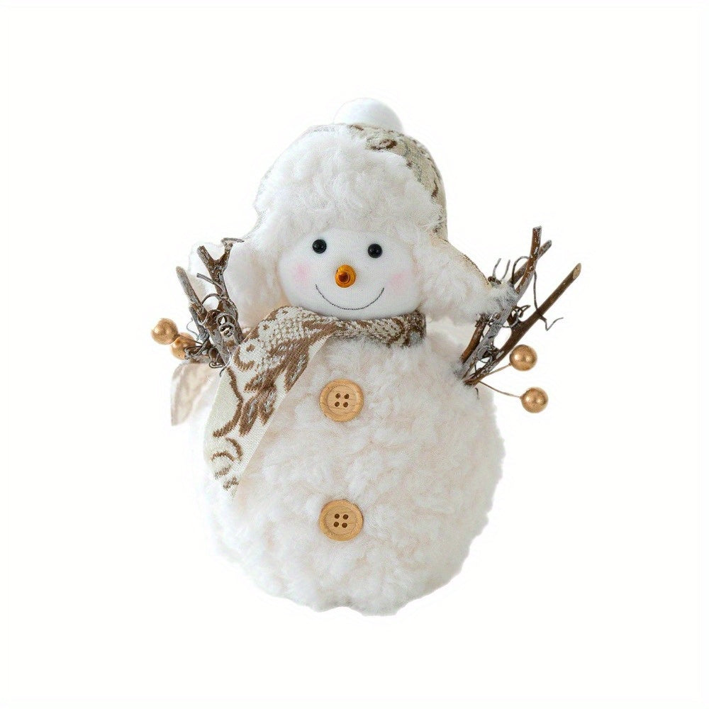 “Golden Frost” – Knitted Christmas Snowman Doll