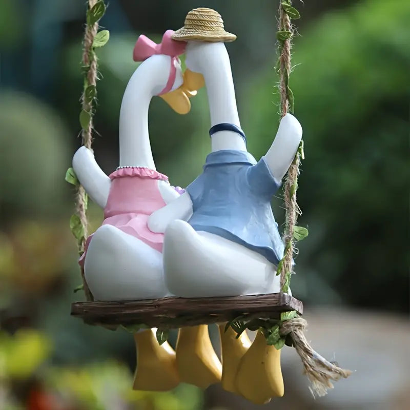 Love’s Swing – Classic Resin Duck Couple Figurine