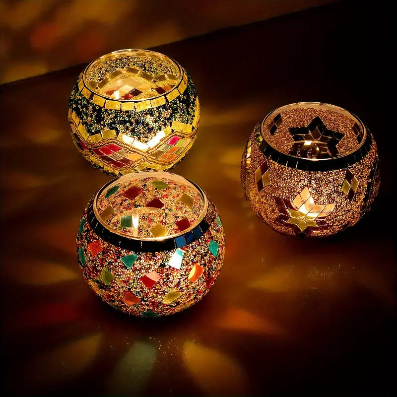 Mosaic Lumière™ | 3-Piece Handcrafted Candle Holder Set