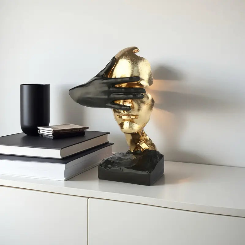 Noir & Gold Harmony: Contemporary Abstract Sculpture