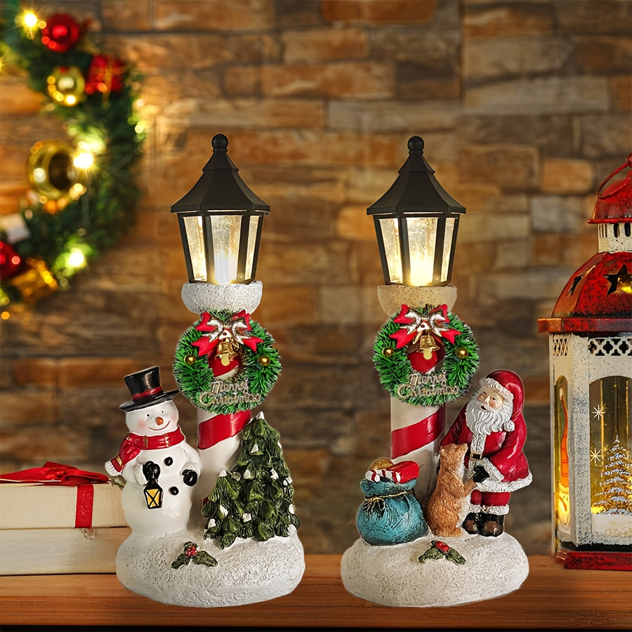 LumiFest™ LED Snowman & Santa Claus Resin Statue