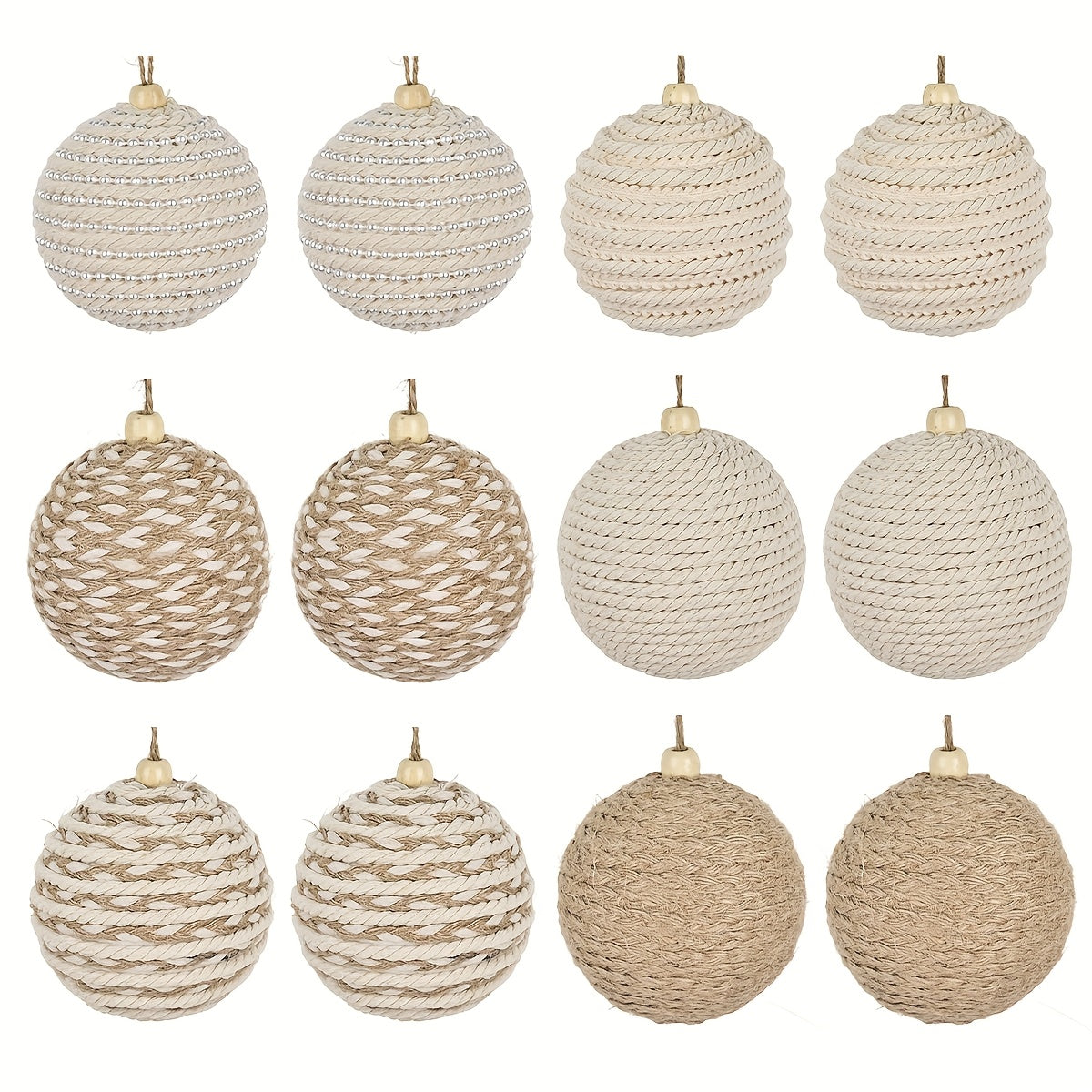 Boho Jute Charm Ornament Set